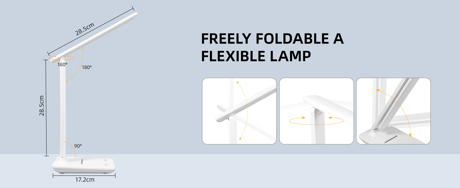 LED лампа настільна Carehabi з USB, 5 кольорів та 5 рівнів яскравості, торкання, для дітей, кімната, офіс