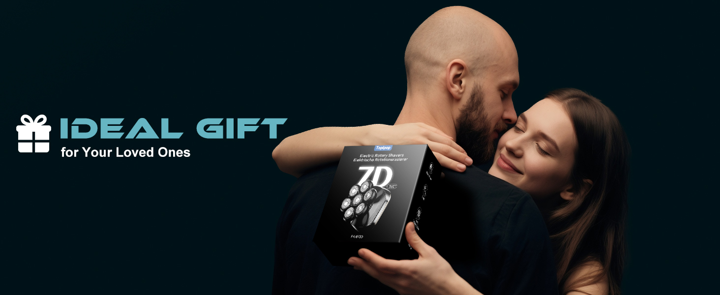 Машинка для гоління голови Glatzen Herren 7D, водонепроникна, для сухого та вологого гоління, з LED дисплеєм, Type-C, чорна