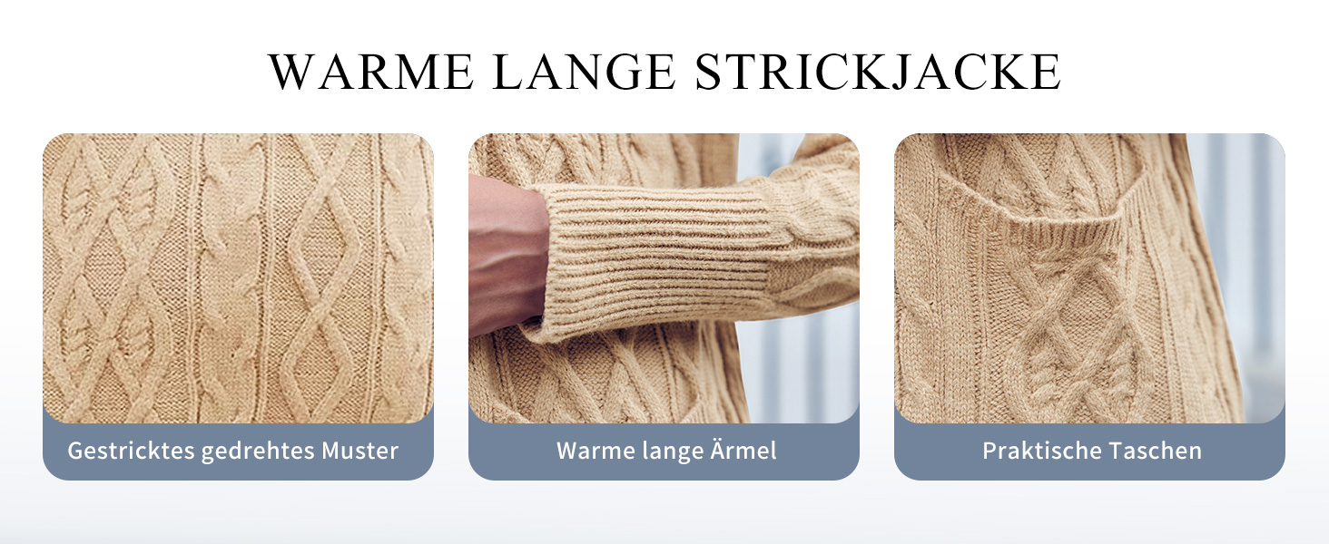 Жіноча в'язана жилетка Imily Bela з відкритим передом, довгим рукавом, візерунком коси та кишенями. Ідеальна на осінь-зиму. XL, бежевий колір