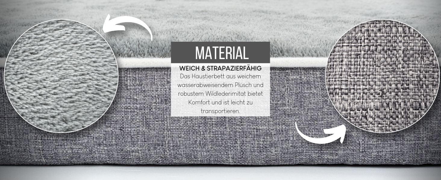 Ортопедичне ліжко для собак Lionto з піднятим бортиком, 97x71x17 см, м'який фланелевий килимок, знімний та пральний чохол, неслизьке, для собак та котів, сірий