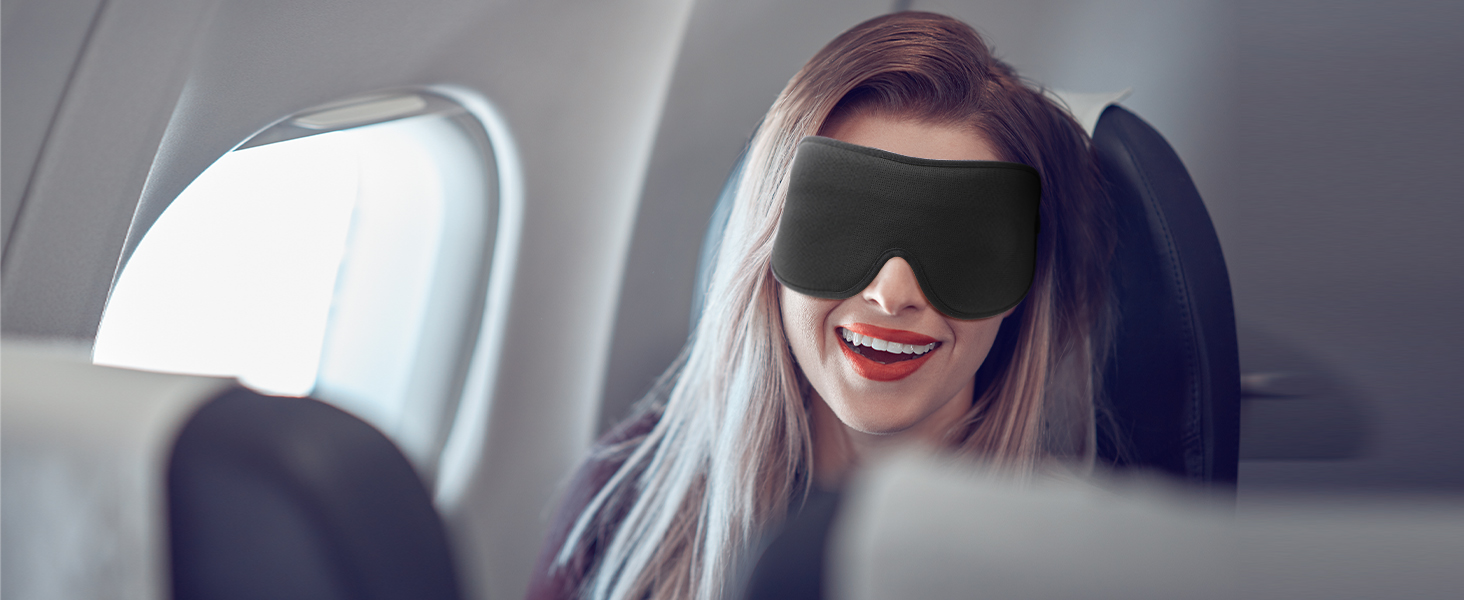 Маска для сну Boniesun для тих, хто спить на боці, з повітряними кишенями, блокує світло, регульована, м'яка та дихаюча, чорна