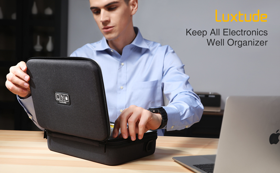 Органайзер для кабелів Luxtude Eva - жорсткий кейс для аксесуарів, чорний (великий)