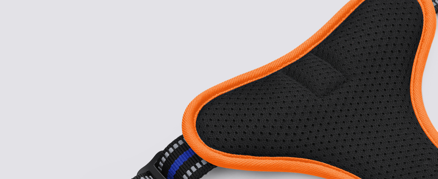 Нашийник для собак Rabbitgoo середнього розміру, анти-тяга, регульований, для великих собак, дихаючий, з світловідбиваючими смугами, безпечне керування, L (Синій+Помаранчевий, XS (1 шт.))