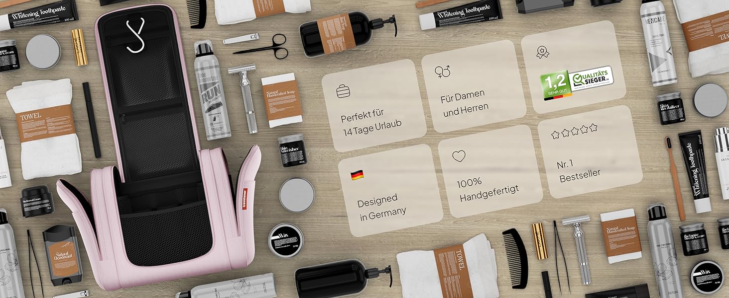 Чохол-органайзер для подорожей Traveaner, 7 відділень, 3-в-1, водонепроникний, рожевий, XXL