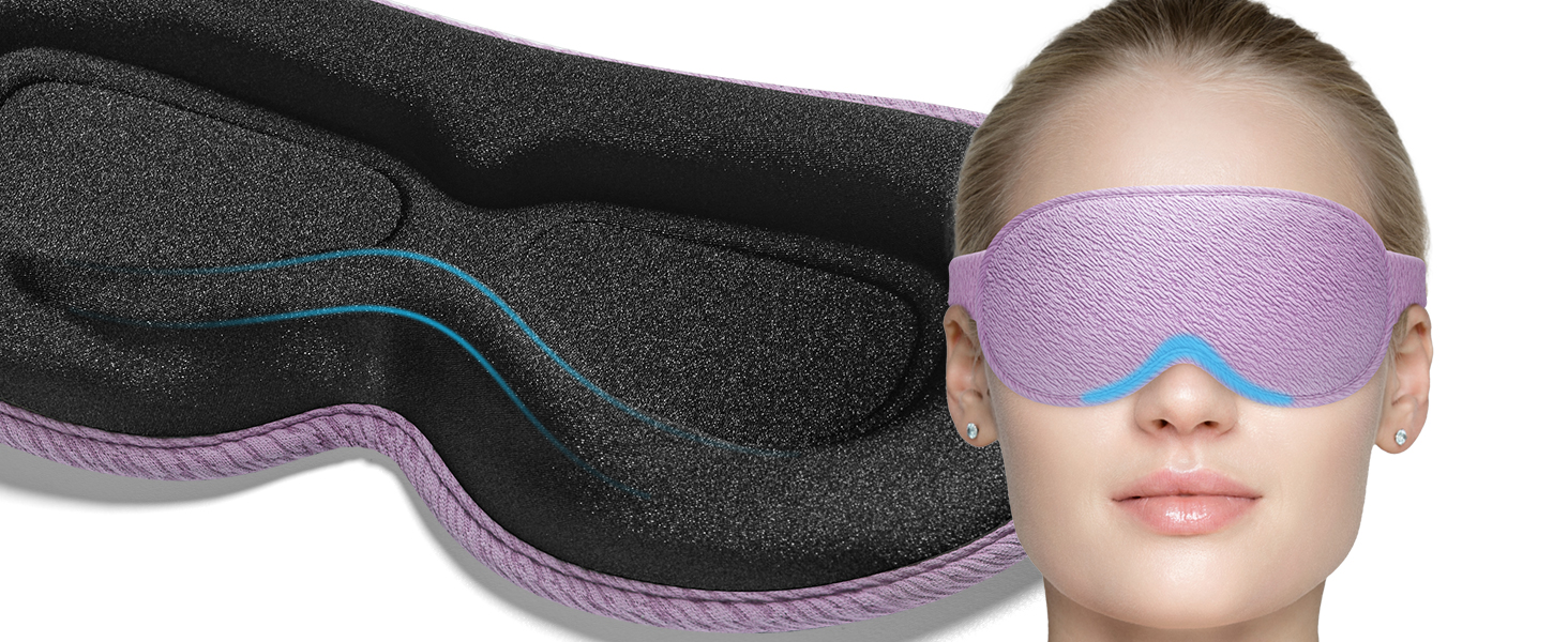 3D маска для сну Trilancer, блокує 99.99% світла, ультрам'яка, для бокового сну, медитації, подорожей (фіолетова)