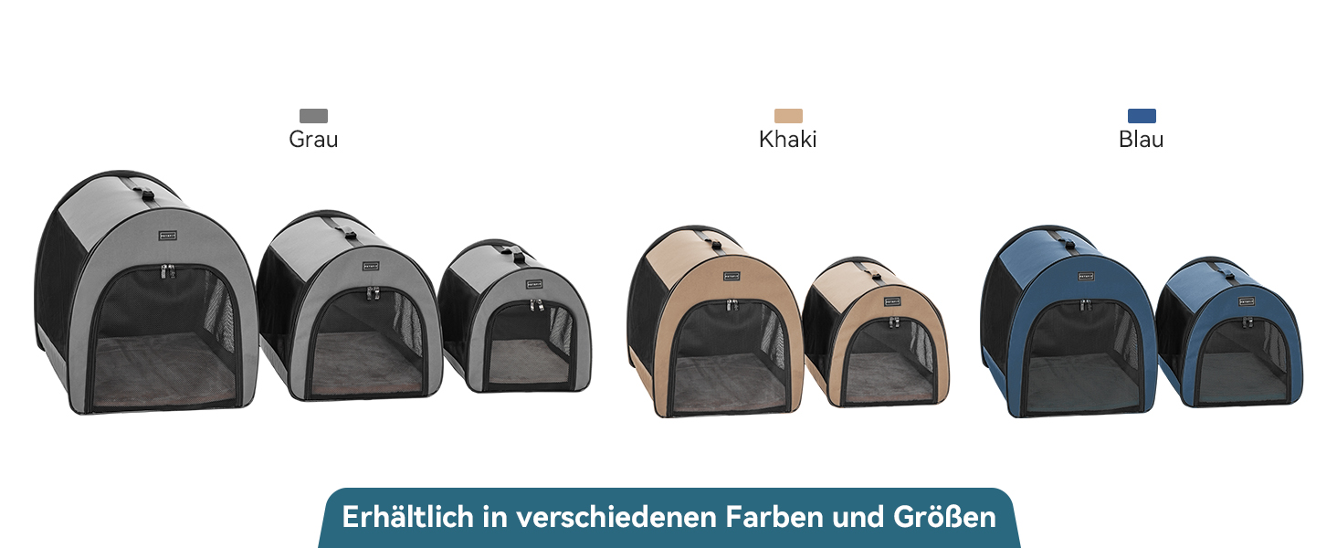 Складана переноска для собак Petfit для маленьких собак і котів, портативна та з гарною вентиляцією, для дому, з вигнутим дахом, переноска-ліжко для собак з анти-відкриваючим блискавкою та подушкою (Хакі, M)