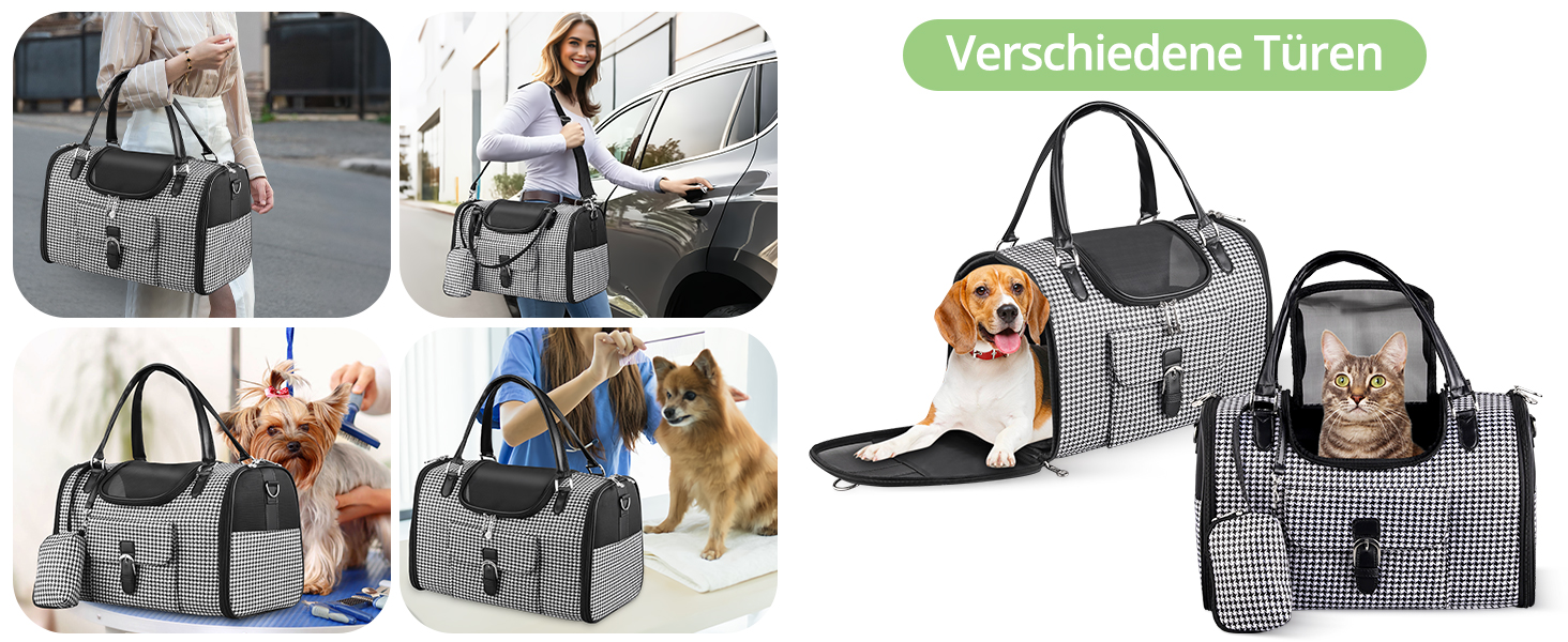 Транспортна сумка для собак та котів, переноска для тварин, дихаюча, з плечовим ременем та кишенями, до 5 кг (40x26x20 см)
