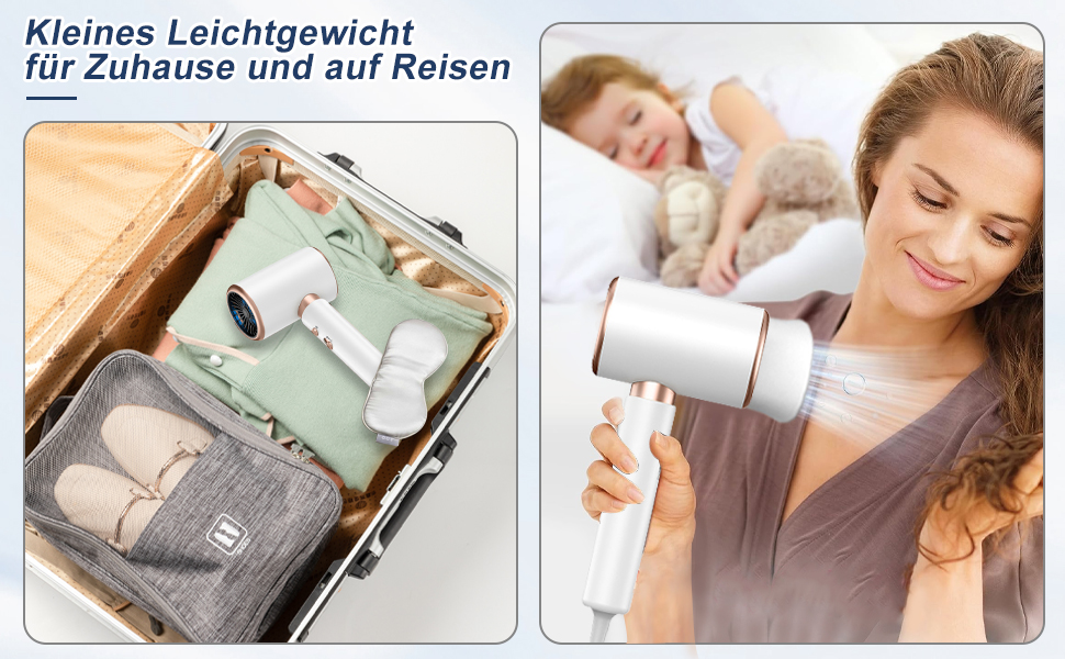 Професійний фен CUBTEM 2400W з іонізацією, для подорожей, з захистом від перегріву, білий