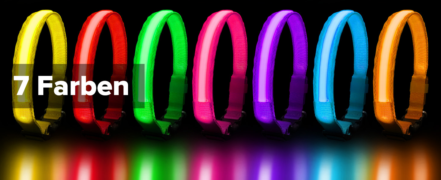 Світлодіодне нашийник для собак Leuchthalsband PcEoTllar, водонепроникний, 7 кольорів, регульований, для маленьких та великих собак, 8 режимів, синій, L (48-60 см)