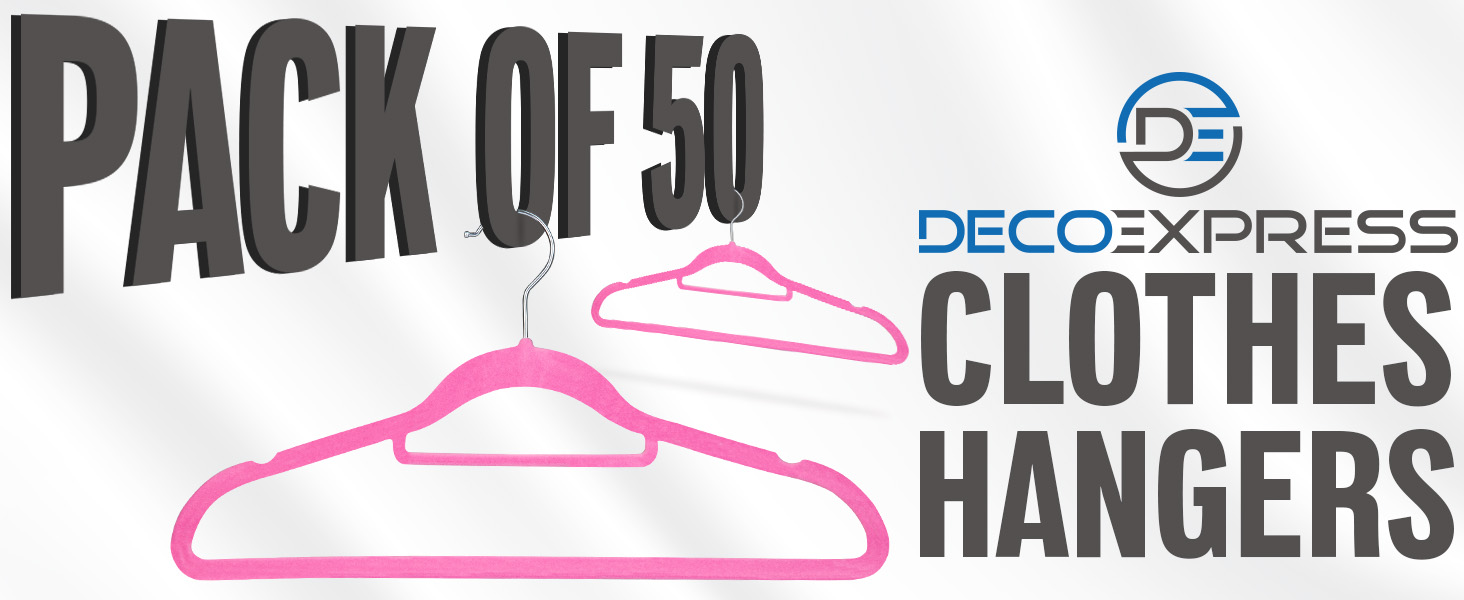 Плечики для одягу Deco Express з оксамиту, антиковзаючі, економія місця, набір (50 шт., рожеві)