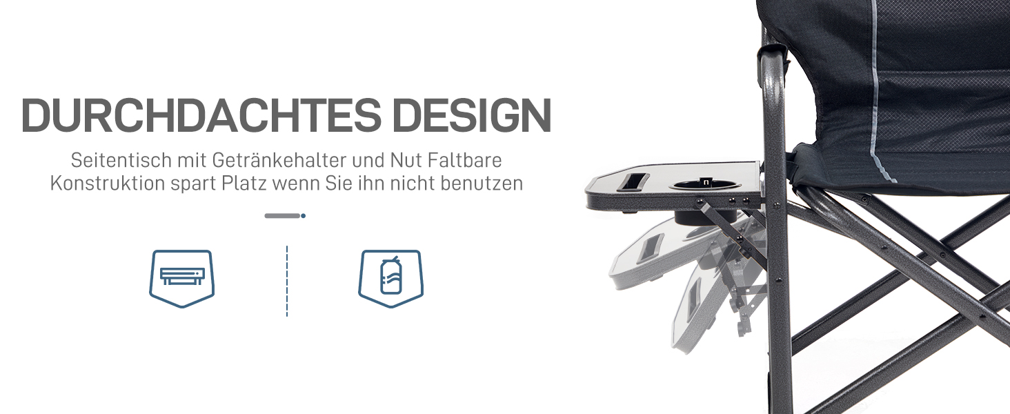 Крісло для кемпінгу Timber Ridge на 2 особи, розкладне, 300 кг, для риболовлі, пікніків, фестивалів, з бічним столиком