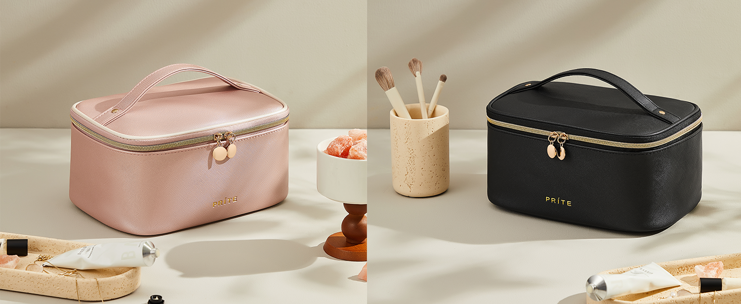 Велика косметичка для жінок: водонепроникна дорожня косметичка з відділеннями (Бежевий)