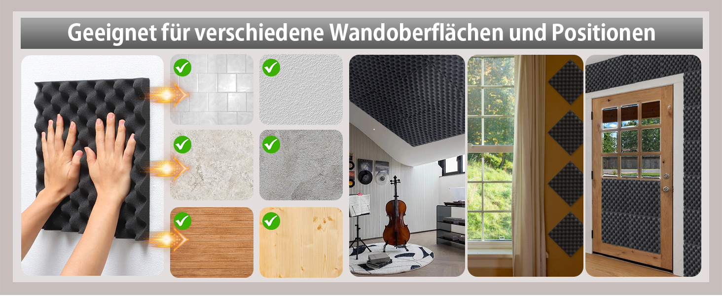 Акустичний поролон самоклейний пірамідальний, панелі для шумоізоляції студії, офісу та дому, чорний, 30x30x3 см, 24 шт