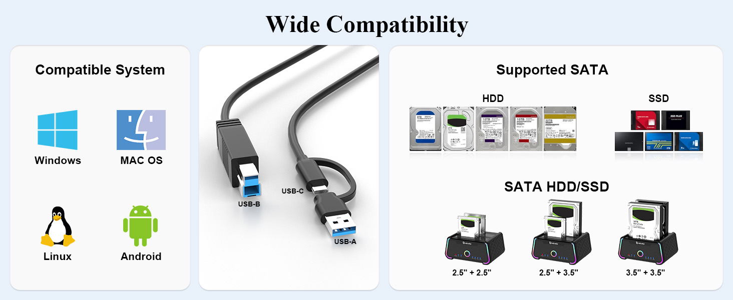 Док-станція для жорстких дисків USB-C Dual Bay для 2.5