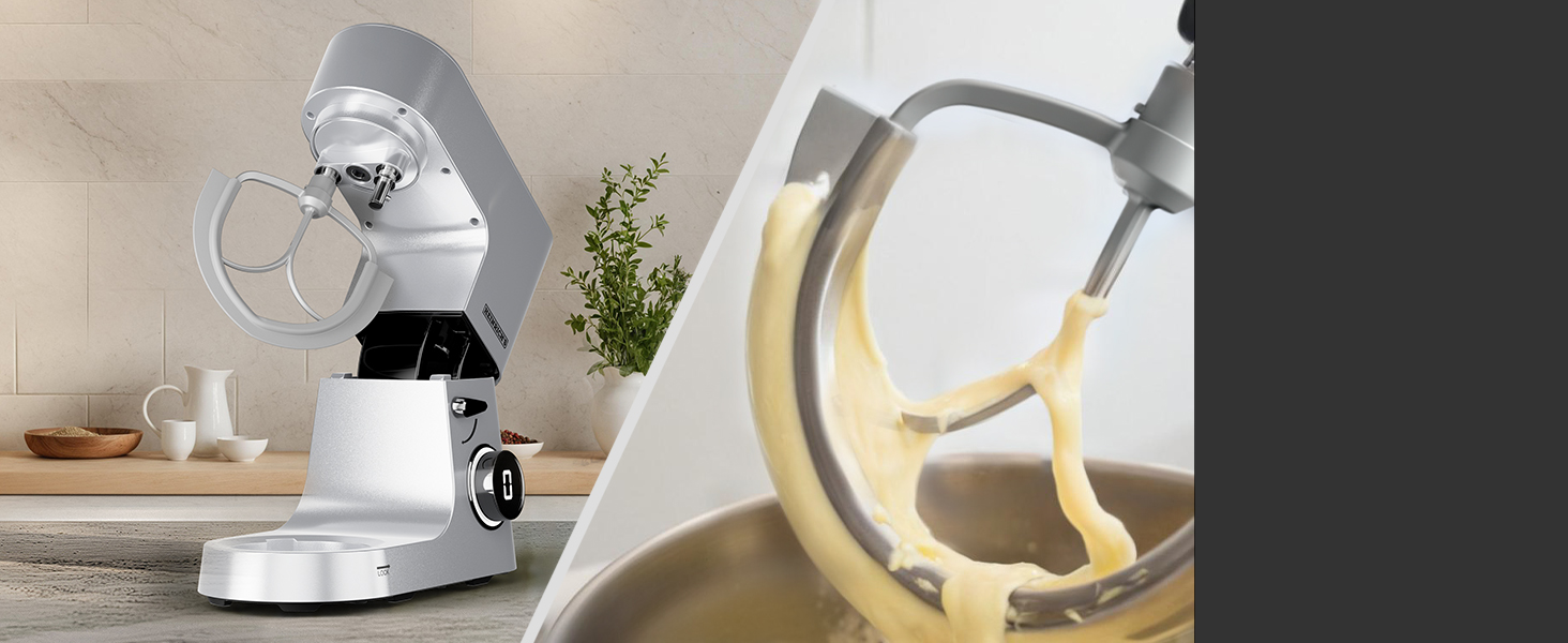 Кухонна машина Heinrichs з подвійним гаком для тіста, міксер, 2500W, 8L чаша з нержавіючої сталі, 8 швидкостей, тиха робота, колір