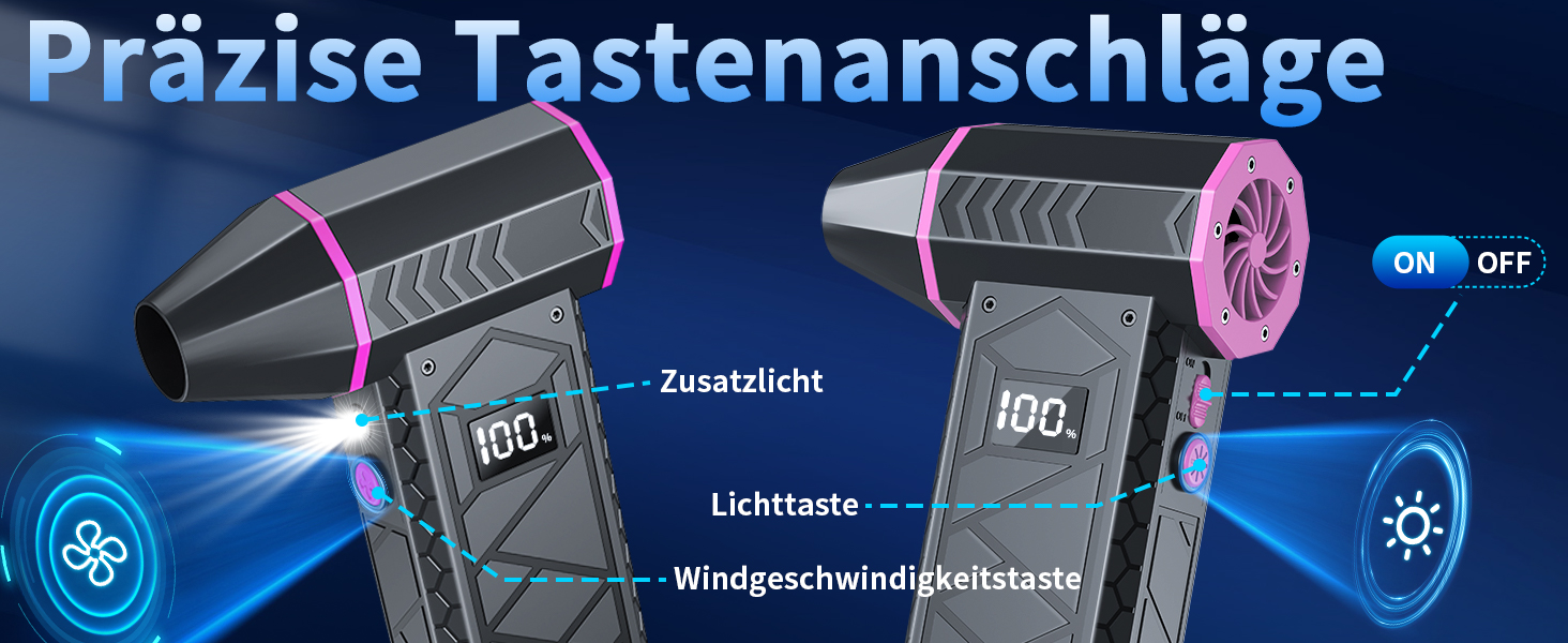 Електричний пилосос-фен, 10000mAh, LCD, міні-фен з ліхтариком для відпочинку на природі, 180000RPM, 4-та ступінь сили, чорний
