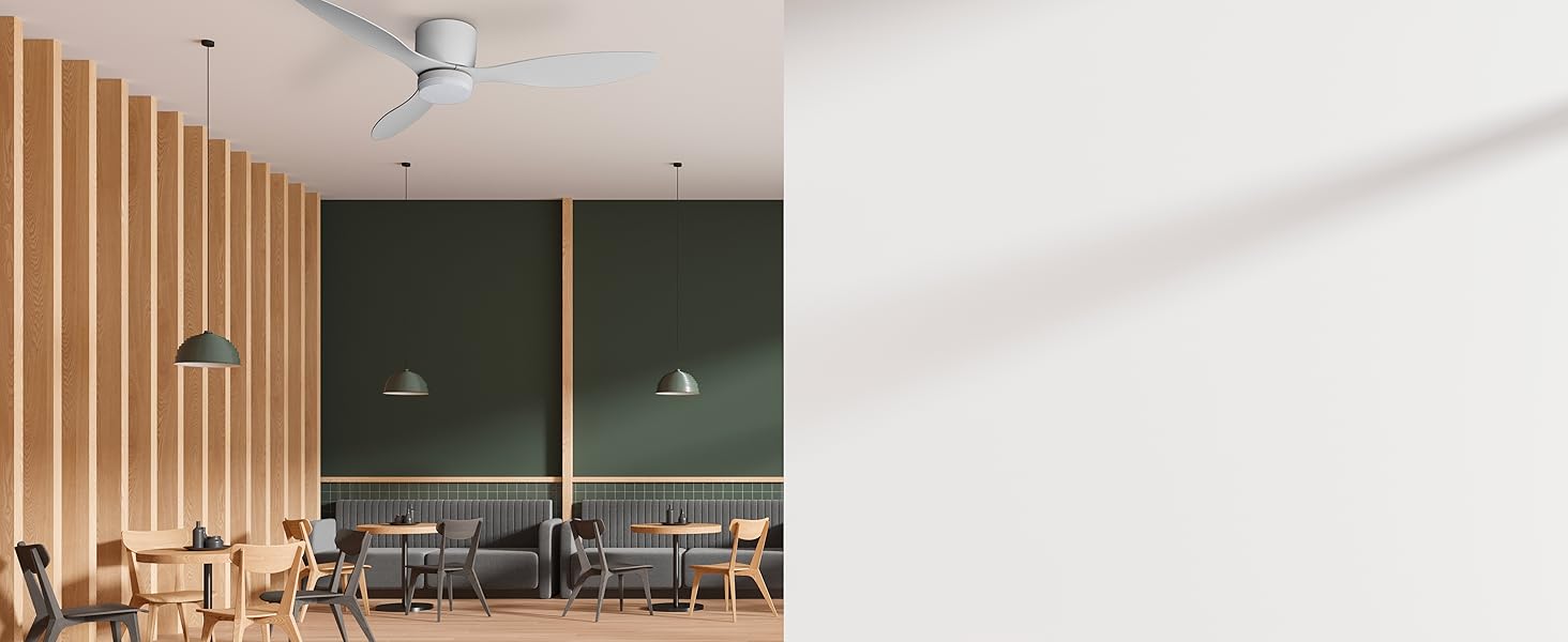 Стеляний вентилятор Noaton® Fornax Weiß з підсвічуванням, діаметр 132 см, DC мотор 40 Вт, диммований LED модуль 22 Вт, 3 колірні температури, пульт дистанційного керування, таймер, повітряний потік до 185 м³/хв.