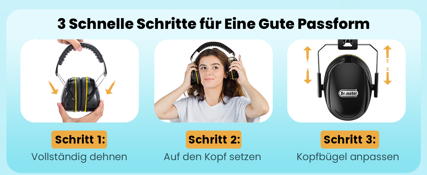 Захисні навушники Dr.meter SNR 31dB: комфортні та регульовані для дорослих, чорно-жовті