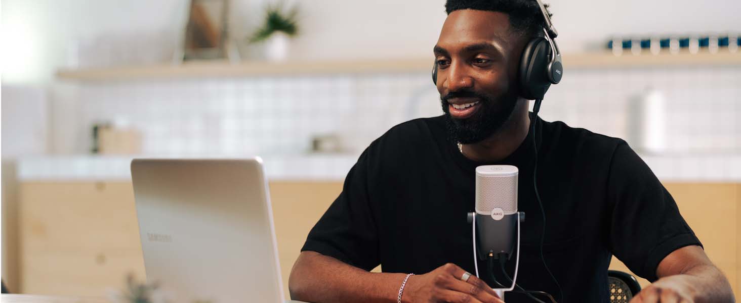 AKG Ara USB-C конденсаторний мікрофон для подкастів, відео, геймінгу та стрімінгу, синьо-сріблястий