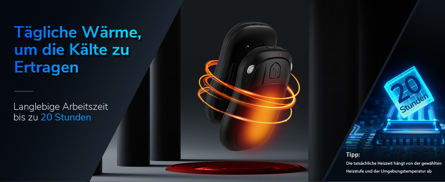 Електричний нагрівач для рук, перезаряджуваний, 2 шт. (чорний)