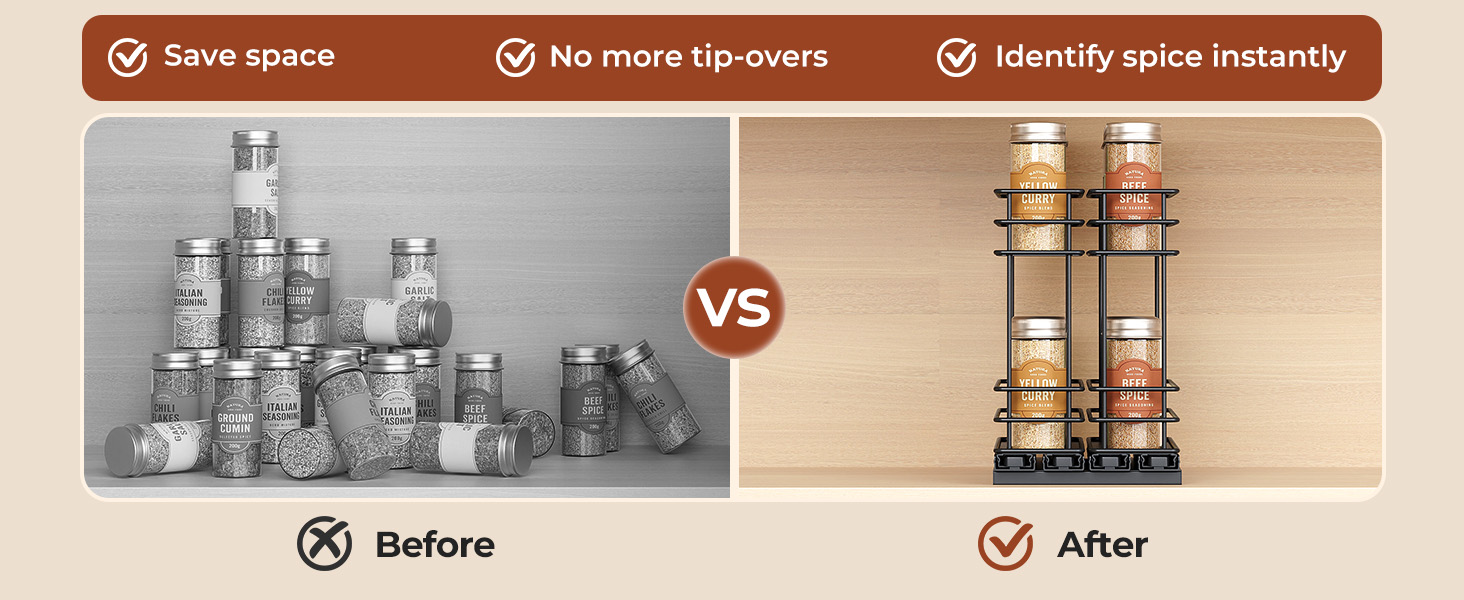 Організатор для спецій Orimade - висувна полиця для спецій, 3 шт (2 шт 5см, чорний)