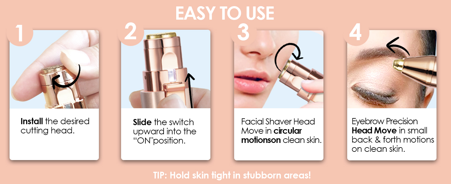 Тріммер для обличчя та брів 2-в-1 VG VOGCREST з LED-підсвічуванням (Рожеве золото)