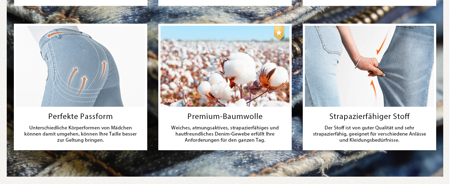 Джинси жіночі EMMIOL широкі прямі з середньою посадкою блакитні з ефектом потертості M