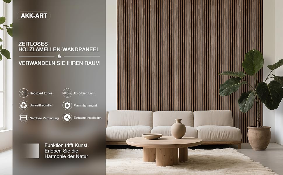 Акустична настінна панель з натурального шпона Темний дуб, 240x60x1.8 см (1.44 м²), дерев'яна панель для шумоізоляції вітальні, офісу та домашньої студії