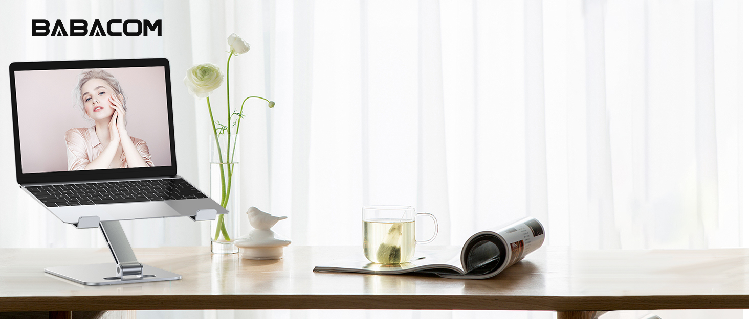 Підставка для ноутбука Babacom, регульована по висоті, складна, з алюмінієвого сплаву, ергономічна, з вентиляцією, сумісна з MacBook Air, Pro та іншими ноутбуками 10-16' (сіра)