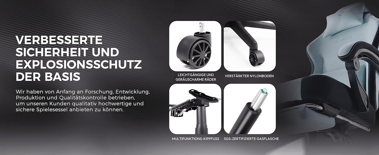 Ігровий крісло Dowinx з тканиною, пружинним сидінням та масажем попереку, з підніжкою для дорослих. Ергономічне, велике та високе крісло для офісу та ігор, до 135 кг, колір - аква