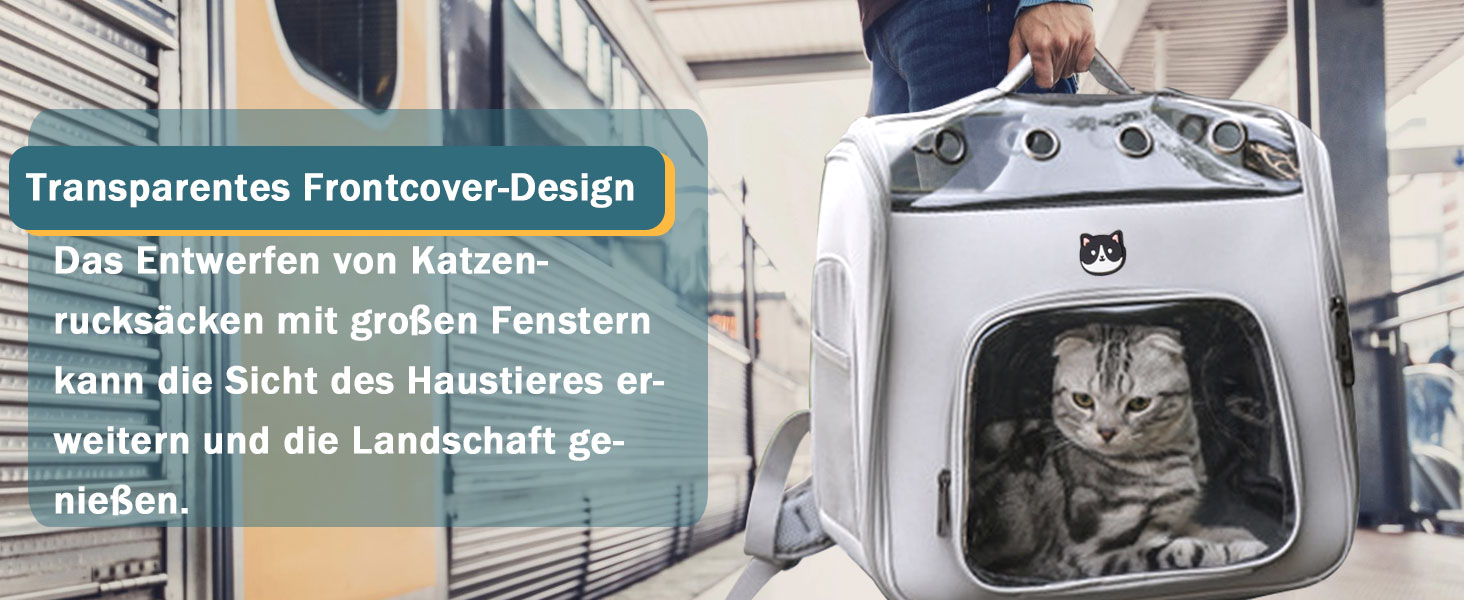 Рюкзак для кота з вікном, переноска для котів та маленьких собак (до 8 кг), сірий, дихаючий, складаний