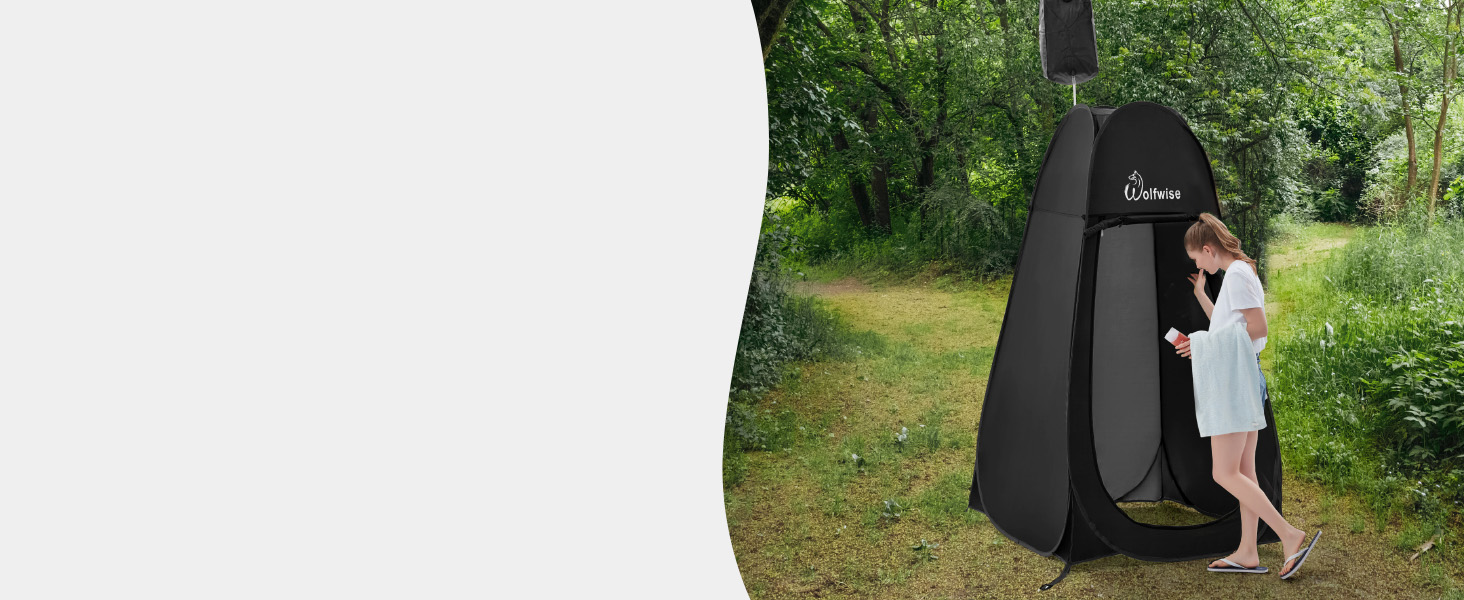 Portable Pop-Up Shower Toilet Privacy Tent - Outdoor Camping Toilet Shelter with Privacy Screen (Black, XL)