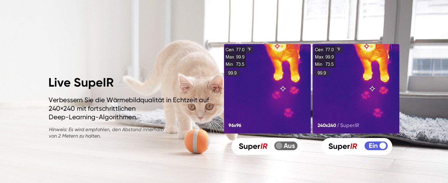 HIKMICRO E01 Тепловізійна камера SuperIR: портативна інфрачервона камера з лазерним покажчиком, роздільна здатність 240x240, діапазон температур -20°C - 400°C, частота оновлення 20Hz