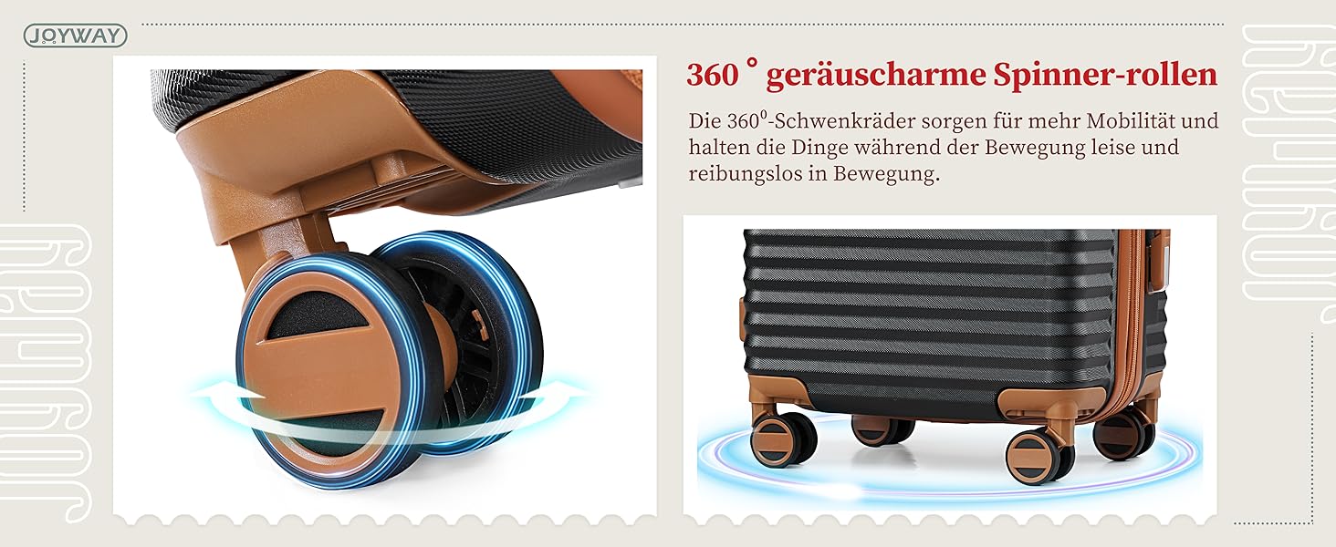 Чохол-валіза Joyway ABS, розширюваний, на 4 колесах з TSA-замком, набір (1 велика сумка, 1 косметичка, чорний, M)