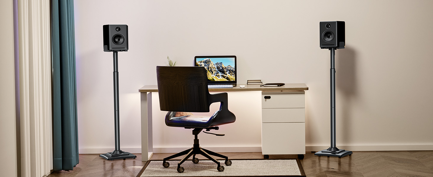 Підставка для колонок ELIVED, регульована висота, з висувною платформою та внутрішнім каналом для кабелів, 5 кг, 1 шт.