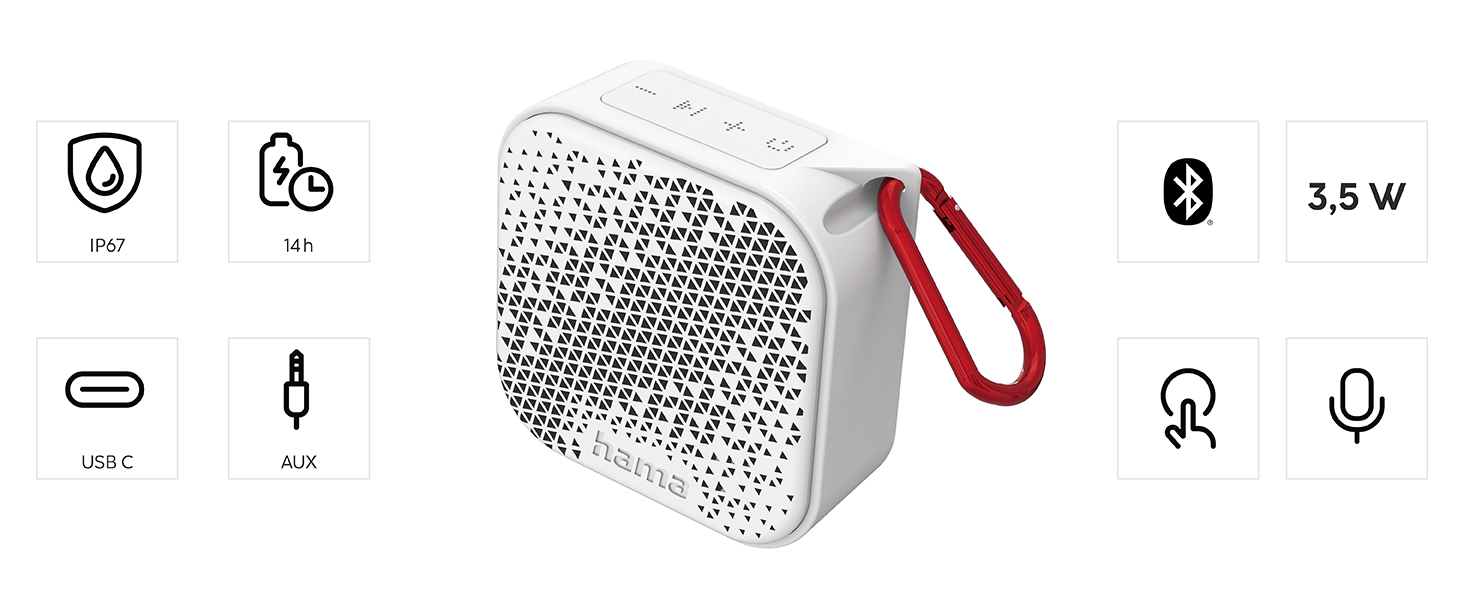 Hama Набір 2-в-1 Bluetooth колонок 3.0, водонепроникні 30W (білі). Портативні, плавучі, TWS, IP67, до 10 годин роботи