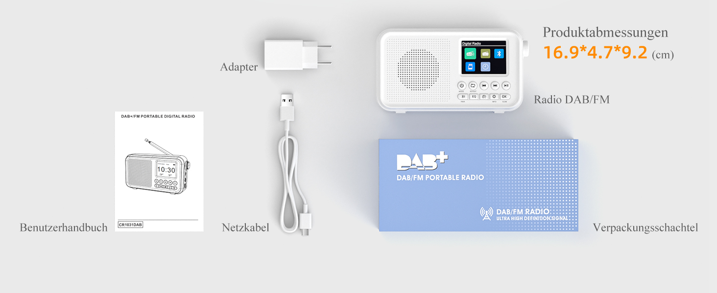 Портативне DAB/FM радіо з Bluetooth, кольоровим дисплеєм 2.4