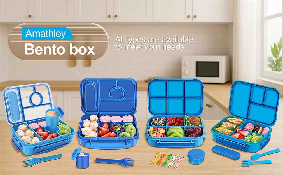 Ланчбокс для дітей та дорослих з 4 відділеннями, 1200 мл, з посудом, BPA-Free, миється в посудомийній машині, для мікрохвильовки (темно-сірий)