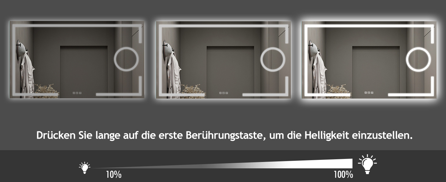 Дзеркало для ванної кімнати S'bagno з підсвічуванням 100x70 см, 5x збільшення, LED, алюмінієва рама, протитуманне покриття, 3 кольори, диммування, пам'ять, HD скло, IP44, без Bluetooth
