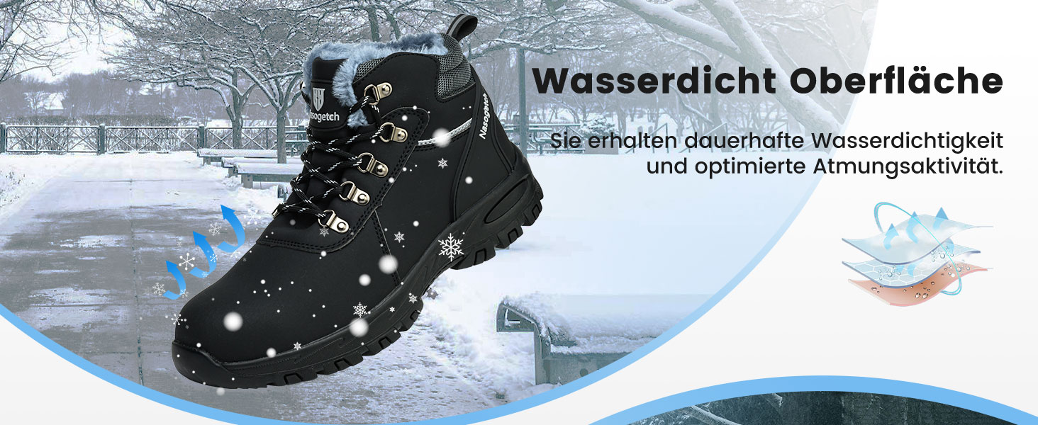 Чоботи робочі зимові непромокаючі з металевим носком для чоловіків та жінок. Робочі чоботи з антиковзною підошвою, захисне взуття, 40 EU, чорний