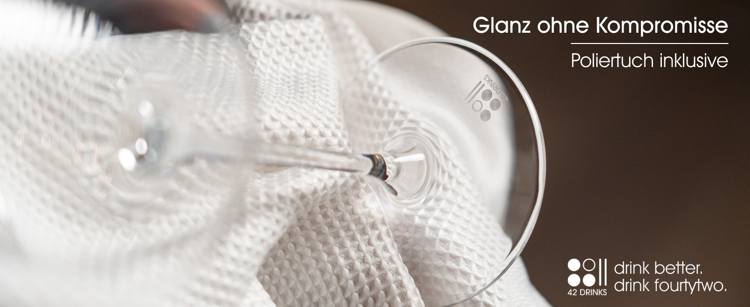 Набір білих келихів 6 шт. об'ємом 420 мл з мікрофіброю – Елегантні келихи для вина та Aperol Spritz – придатні для миття в посудомийній машині, безпечно упаковані, Made in Europe