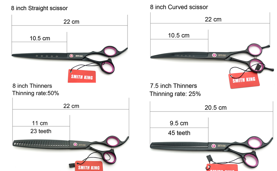 Набір професійних ножиць для грумінгу собак 8,0 дюймів (4 шт. в наборі)