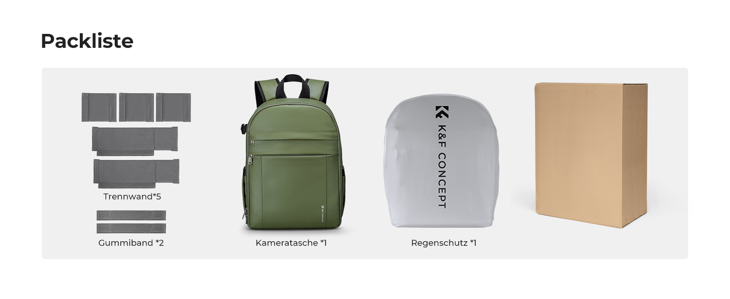 Рюкзак для камери K&F CONCEPT: компактний, легкий, з захистом від дощу, для DSLR/SLR, зелений, з імітацією шкіри
