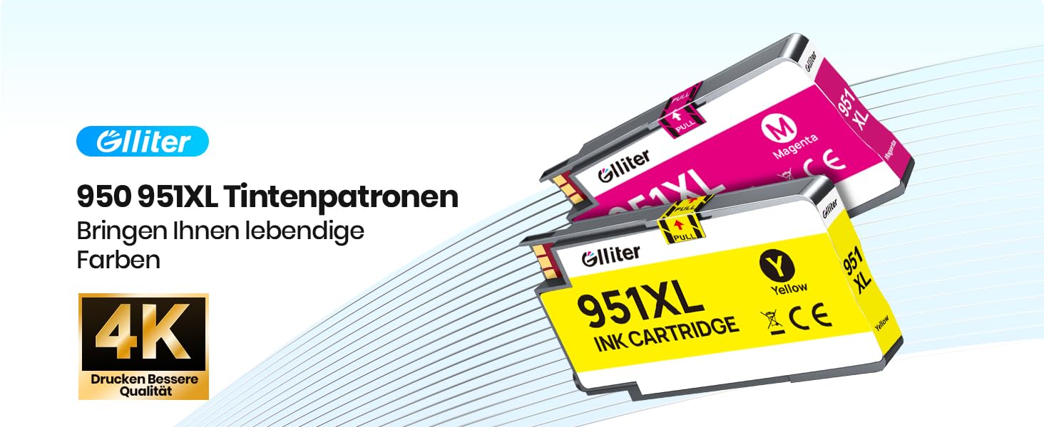 Комплект картриджів Glliter 950XL та 951XL для принтерів HP Officejet Pro 8600, 8610, 8620, 8630, 8640, 8660, 8100, 251DW, 276DW (4 шт.)