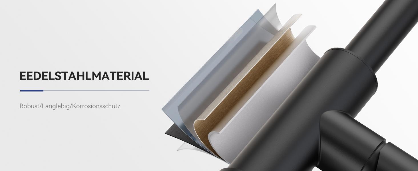 Змішувач кухонний висувний Sofetiy з душем, нержавіюча сталь, чорний, 360°