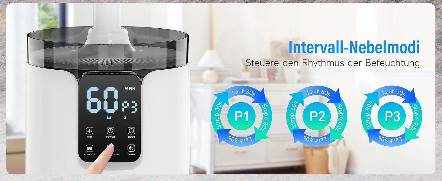 Ультразвуковий зволожувач повітря для великих приміщень 16 л, верхній залив, тихий, 1000 мл/год, до 100 м², з прохолодним туманом та аромадіфузором, для дитячої кімнати, офісу, рослин, білий