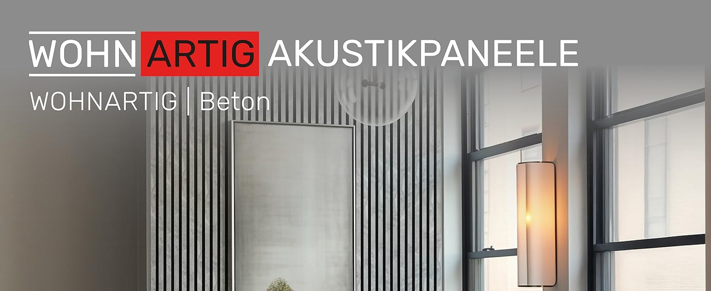 Акустичні панелі з ламелями на фетрі Beton 885, 275x54 см (набір 2 шт. 275x27 см), стіновая облицювання