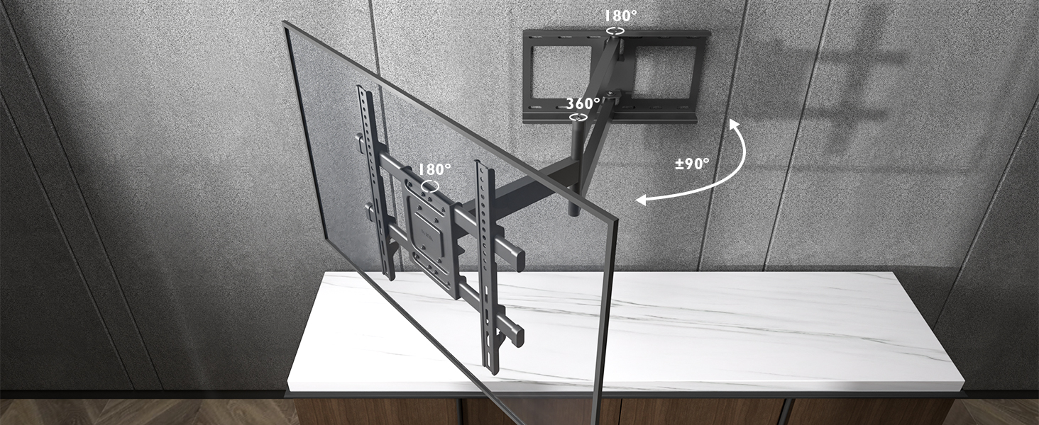 BONTEC Extra Long TV Wall Mount - 850mm Articulating Arm for 32-70 inch LCD/LED/OLED TVs - Up to 60kg, Tilt, Swivel & Rotate - VESA 400x400