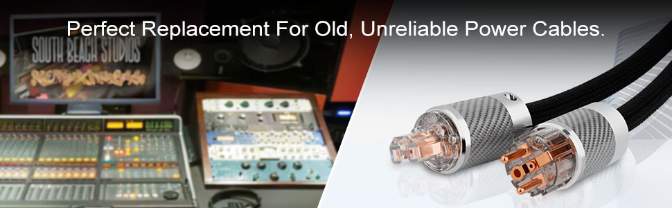 HiFi мережевий кабель живлення Audiophile 10AWG з родієвим штекером IEC320-C15 для підсилювача, сабвуфера та вінілового програвача, вуглецеве волокно, 1м
