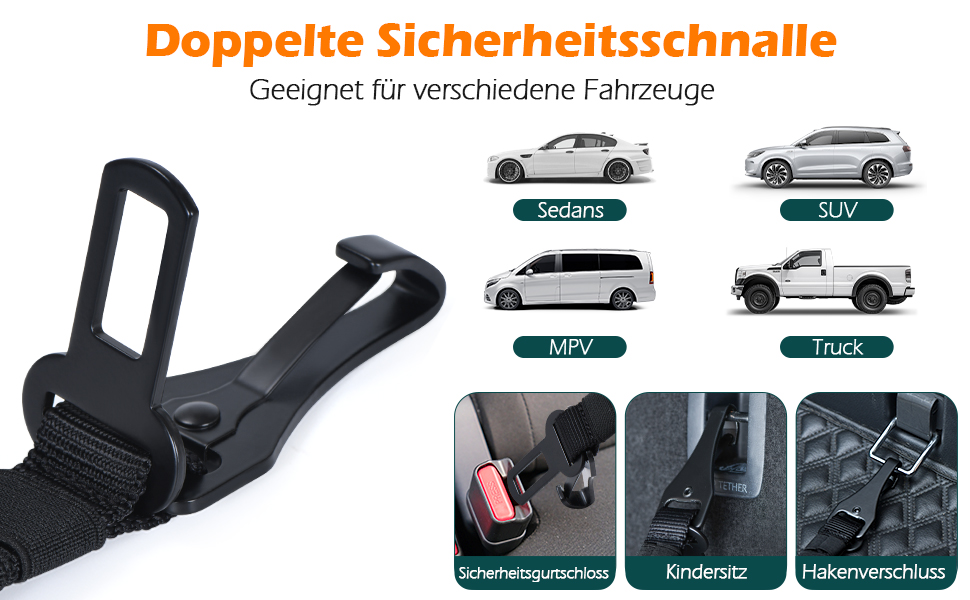 Автомобільний поводок-пояс для собак PetBonus: безпечний та надійний, для малих, середніх та великих собак (чорний)